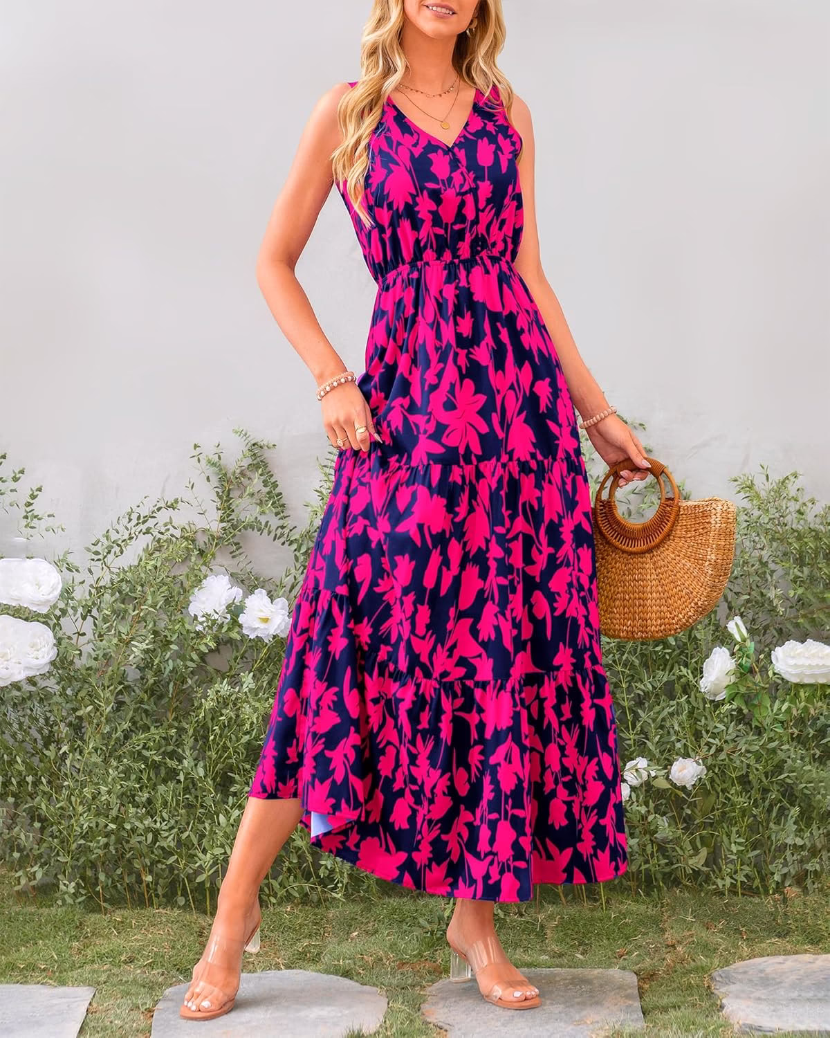 OFEEFAN Pleated Tank Dress for Summer