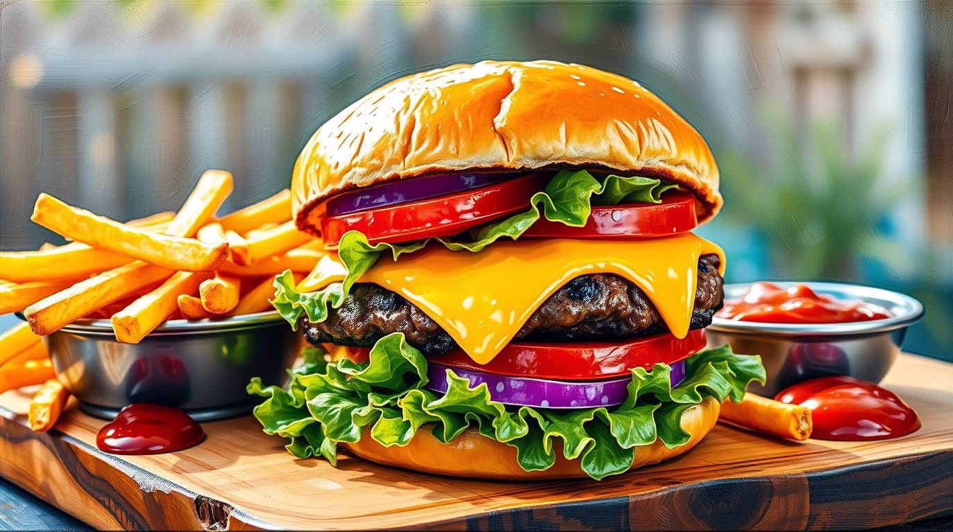 Juicy Classic Grilled Cheeseburger with melted cheese