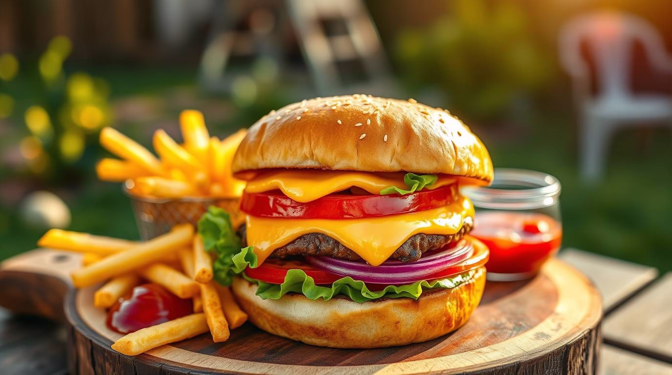Perfectly grilled beef patty with cheese