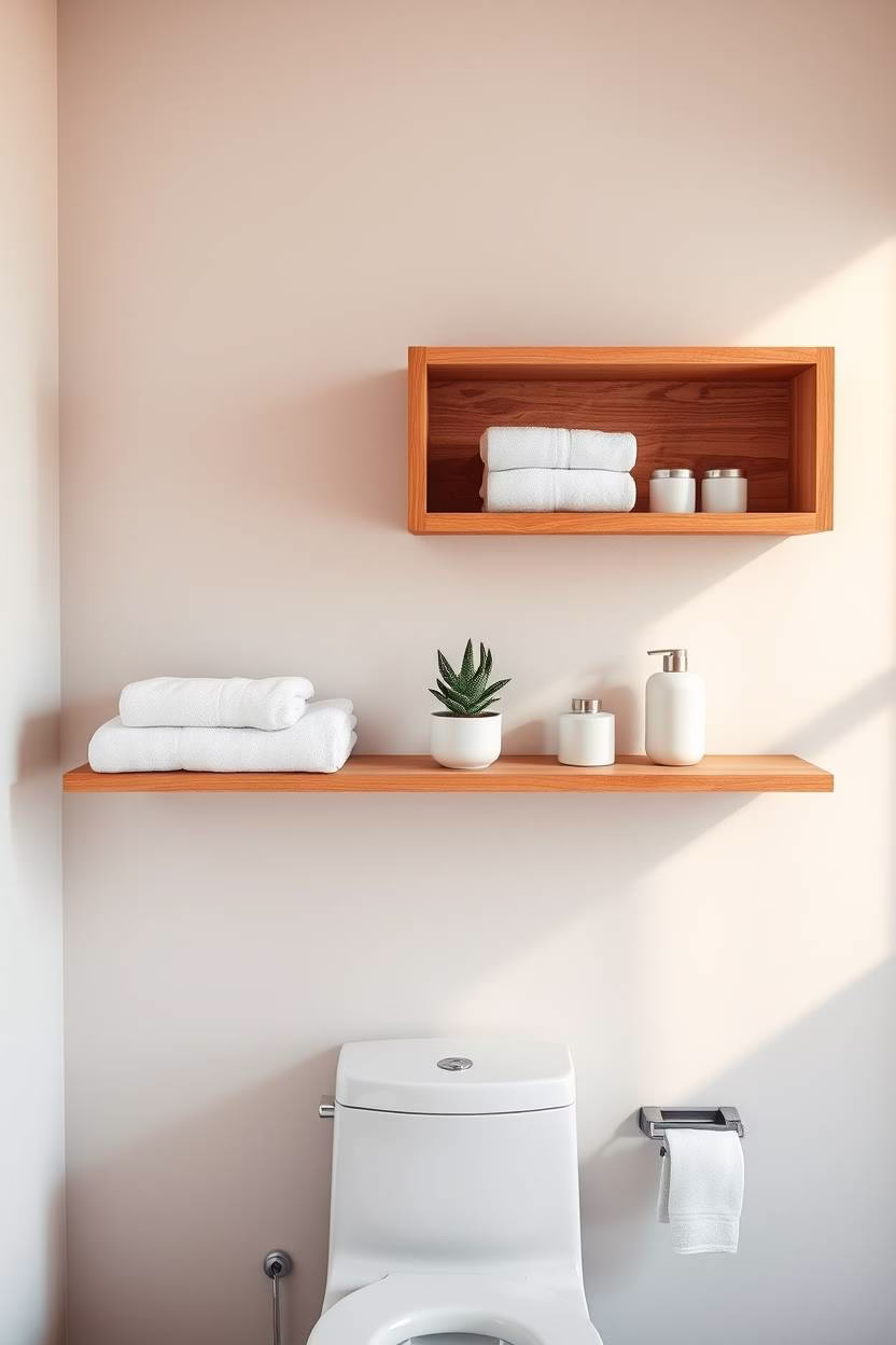 Small organized bathroom with space-saving storage