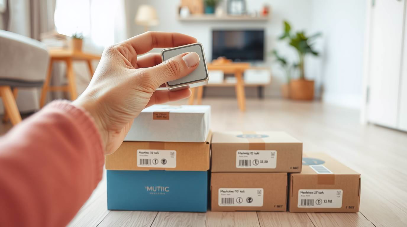 Person using 4-box decluttering method