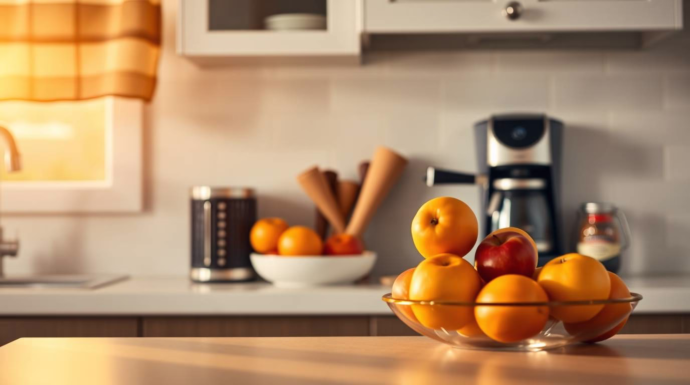 Organized kitchen counter with essential items