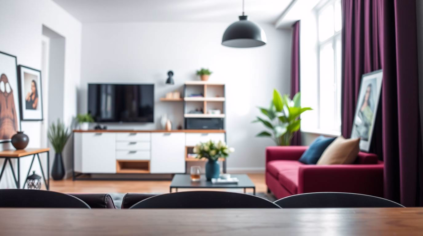 Space-Saving Hacks for Studio Living: Organized modern studio apartment