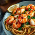 Delicious Shrimp Scampi with Zucchini Noodles on a plate