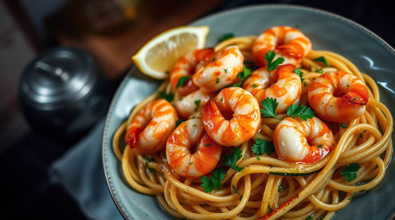 Delicious Shrimp Scampi with Zucchini Noodles on a plate