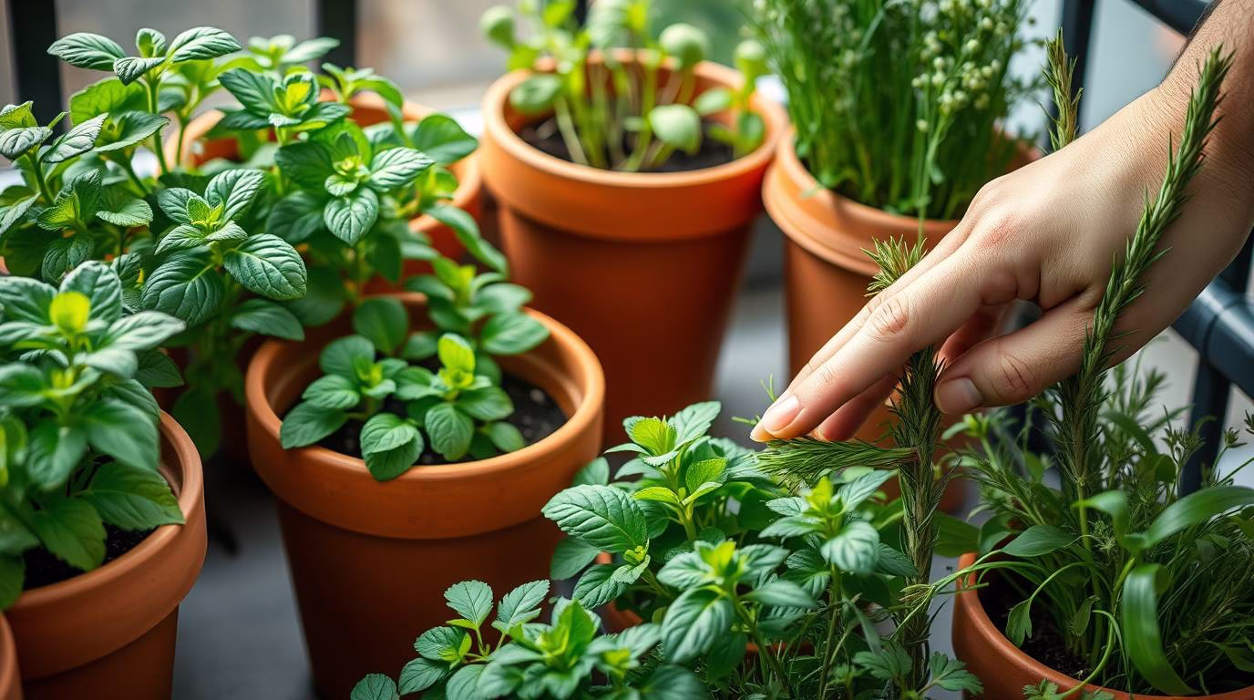 Easy balcony gardening tips for beginners: Vibrant small herb garden
