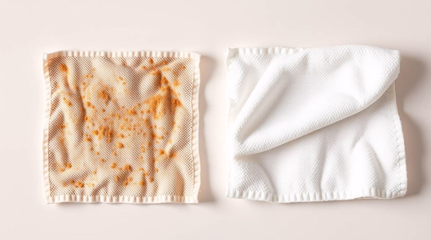 Common cleaning mistakes and how to fix them: Dirty vs. clean microfiber cloths