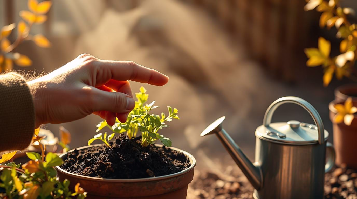 Easy balcony gardening tips for beginners: Finger test for watering